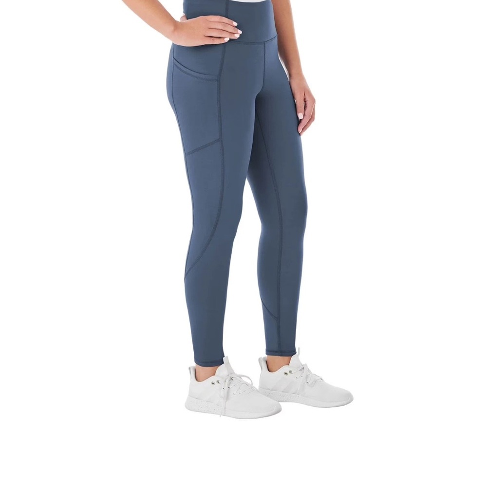 Navy Activewear Leggings Workout Yoga Pants Pockets Athleisure Fleece Lining XXL